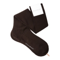 Viola Milano - Solid Over-the-Calf Wool Socks - Brown - Handmade in Italy - Luxury Exclusive Collection