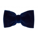Viola Milano - Velvet Bow Tie - Navy - Made in Italy - Luxury Exclusive Collection