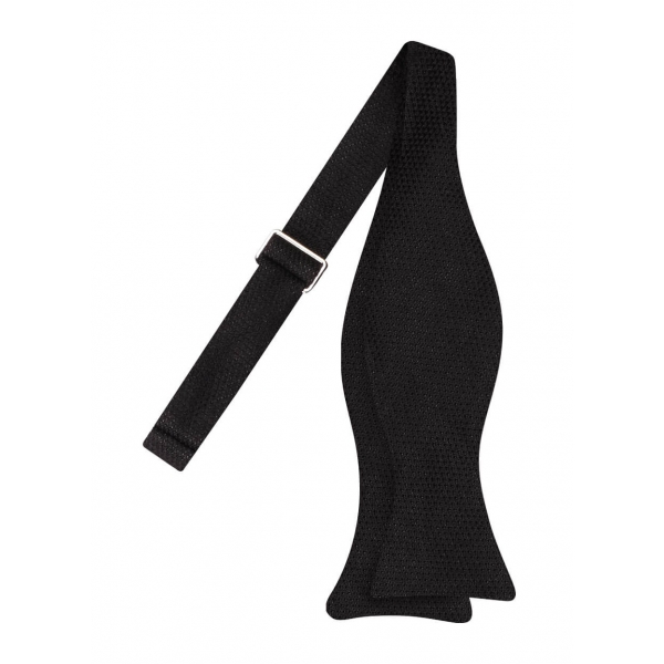Viola Milano - Woven Grenadine Garza Fina Bow Tie - Black - Made in Italy - Luxury Exclusive Collection