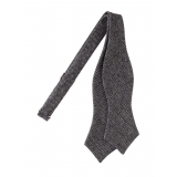 Viola Milano - Pied De Poule Wool Self-Tie Bow Tie - Grey Mix - Made in Italy - Luxury Exclusive Collection