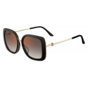 Cartier - Quadrata - Nero Platino Dorato Lenti Grigie Dorate - Trinity Collection - Occhiali da Sole - Cartier Eyewear