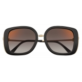 Cartier - Quadrata - Nero Platino Dorato Lenti Grigie Dorate - Trinity Collection - Occhiali da Sole - Cartier Eyewear