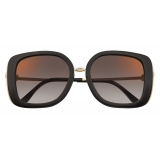 Cartier - Square - Black Composite Golden Platinum Finish Gray Lenses - Trinity Collection - Sunglasses - Cartier Eyewear