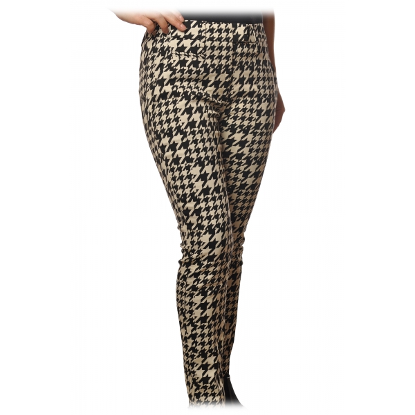 Dondup - Pantalone Perfect in Fantasia Piedepull - Panna/Nero - Pantalone - Luxury Exclusive Collection