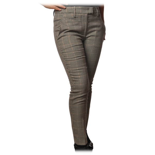 Dondup - Pantalone Modello Perfect in Fantasia Piedepull - Panna/Nero - Pantalone - Luxury Exclusive Collection
