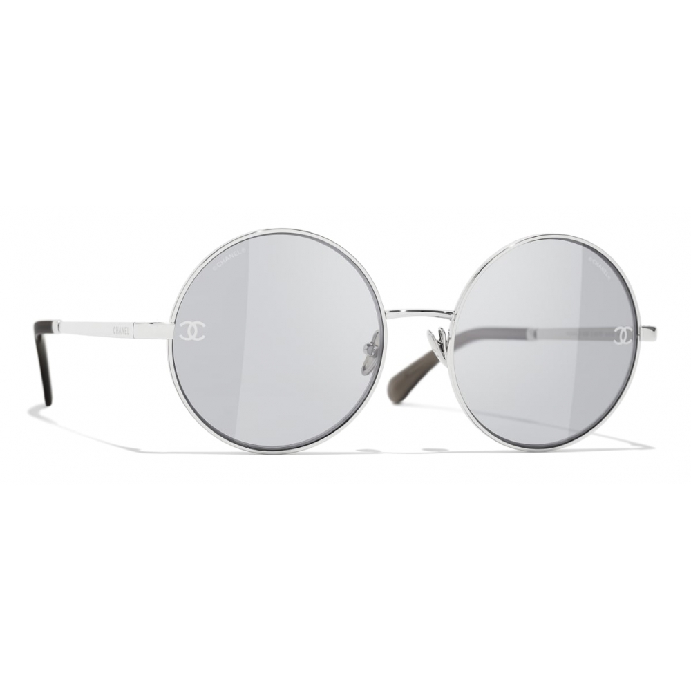 Chanel Silver Mirrored Round Sunglasses ○ Labellov ○ Buy and Sell Authentic  Luxury