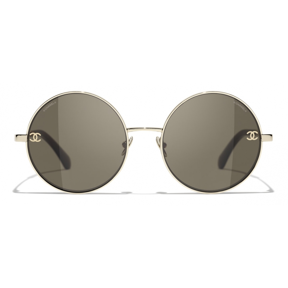 Chanel Round Sunglasses - Acetate, Dark Green and Gold - Polarized - UV Protected - Women's Sunglasses - 5489 1702/8E