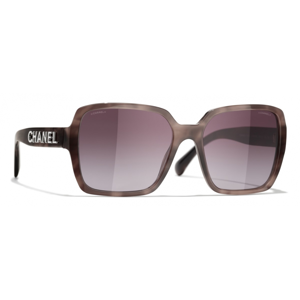 CHANEL Lambskin Square Chain Sunglasses 5210-Q Black 159642