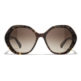 Chanel - Occhiali da Sole Rotondi - Tartaruga Scuro - Chanel Eyewear