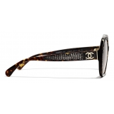 Chanel - Occhiali da Sole Rotondi - Tartaruga Scuro - Chanel Eyewear