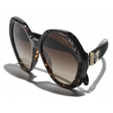 Chanel - Occhiali da Sole Rotondi - Tartaruga Scuro - Chanel Eyewear