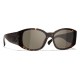 Chanel - Oval Sunglasses - Dark Tortoise - Chanel Eyewear