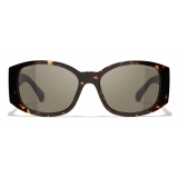 Chanel - Oval Sunglasses - Dark Tortoise - Chanel Eyewear