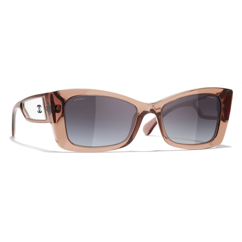 Chanel - Rectangular Sunglasses - Transparent Brown - Chanel