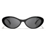 Chanel - Oval Sunglasses - Black - Chanel Eyewear