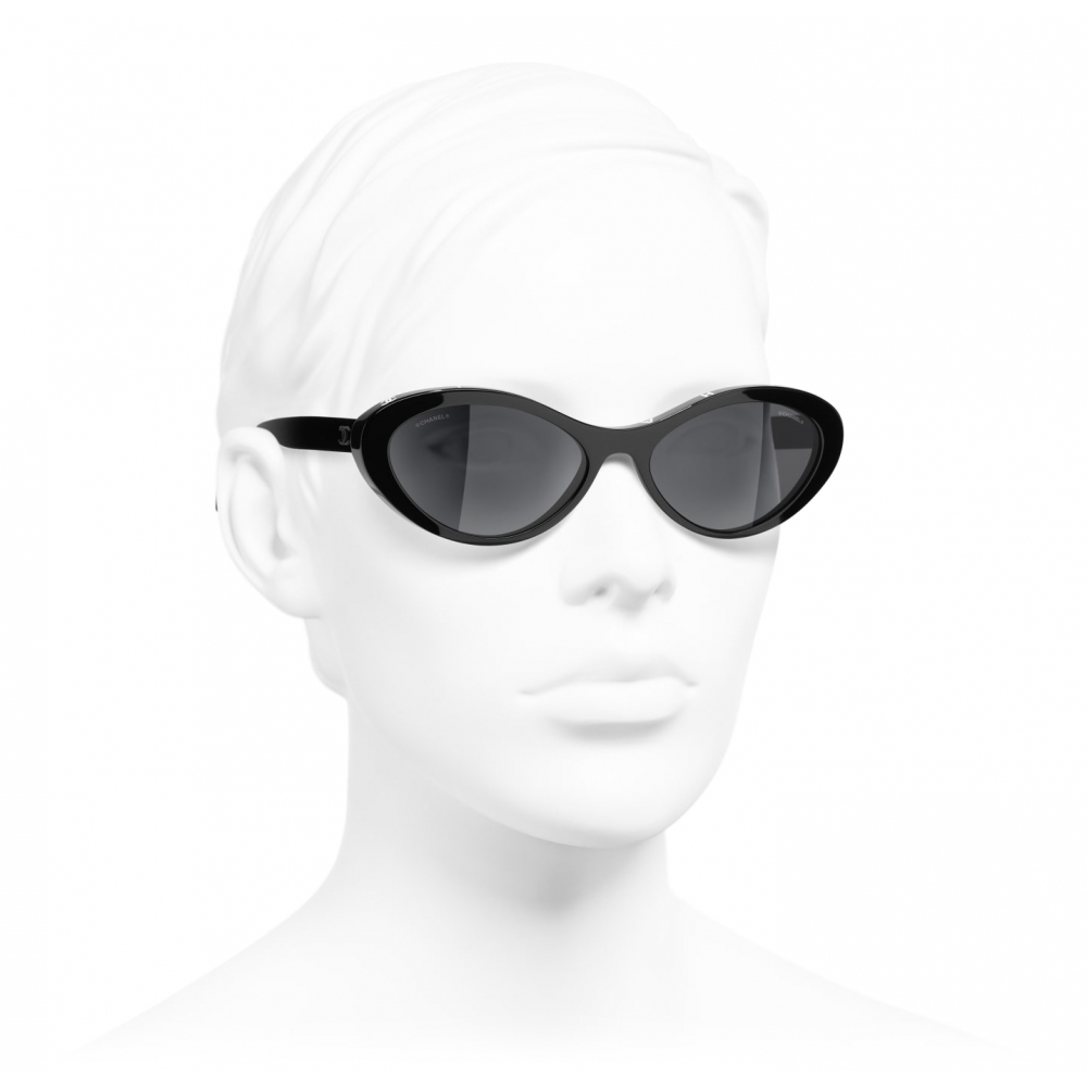 Chanel Oval Sunglasses 0CH5458 Black for Woman