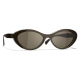 Chanel - Oval Sunglasses - Brown - Chanel Eyewear