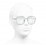 Chanel - Occhiali da Sole Quadrati - Argento Scuro - Chanel Eyewear