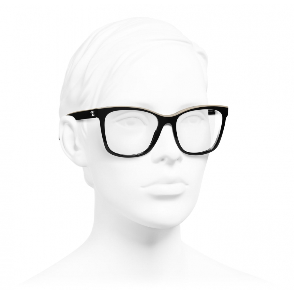 Chanel - Square Eyeglasses - Black Beige - Chanel Eyewear - Avvenice