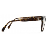 Chanel - Occhiali da Vista Quadrati - Tartaruga Scuro - Chanel Eyewear