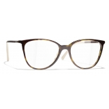 Chanel - Occhiali da Vista Quadrati - Tartaruga Scuro Beige - Chanel Eyewear