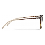 Chanel - Occhiali da Vista Quadrati - Tartaruga Scuro Beige - Chanel Eyewear