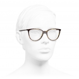 Chanel - Occhiali da Vista Quadrati - Tartaruga Scuro Beige - Chanel Eyewear