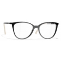 Chanel - Occhiali da Vista Quadrati - Nero Beige - Chanel Eyewear