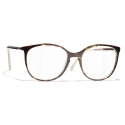 Chanel - Occhiali da Vista Rotondi - Tartaruga Scuro Beige - Chanel Eyewear