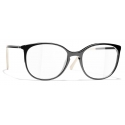 Chanel - Round Eyeglasses - Black Beige - Chanel Eyewear