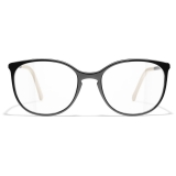 Chanel - Occhiali da Vista Rotondi - Nero Beige - Chanel Eyewear