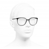 Chanel - Occhiali da Vista Rotondi - Nero Beige - Chanel Eyewear