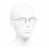 Chanel - Occhiali da Vista Rotondi - Argento Scuro - Chanel Eyewear