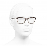 Chanel - Occhiali da Vista Rettangolari - Tartaruga Scuro Beige - Chanel Eyewear