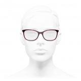 Chanel - Occhiali da Vista Rettangolari - Rosso Scuro - Chanel Eyewear