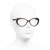 Chanel - Occhiali da Vista Cat-Eye - Tartaruga Scuro Oro - Chanel Eyewear