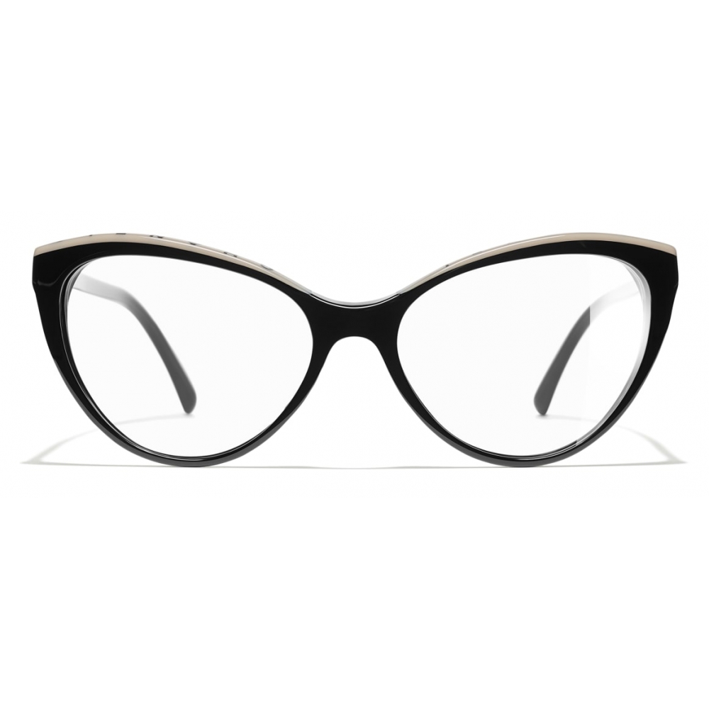 Chanel - Cat Eye Eyeglasses - Black Beige - Chanel Eyewear - Avvenice
