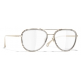 Chanel - Occhiali da Vista Pilota - Oro Grigio - Chanel Eyewear