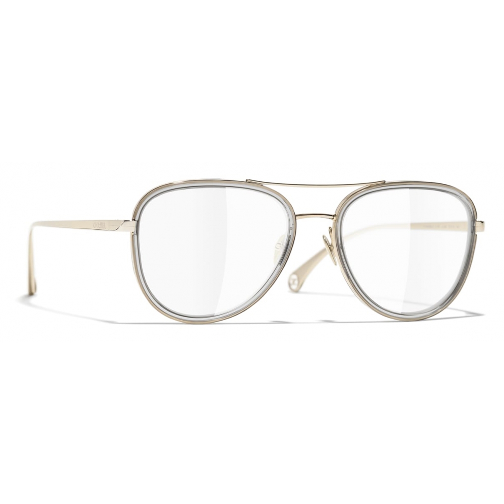 Chanel - Pilot Eyeglasses - Gold Gray - Chanel Eyewear - Avvenice