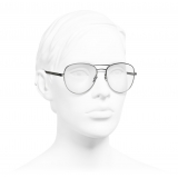 Chanel - Pilot Eyeglasses - Dark Silver Khaki - Chanel Eyewear