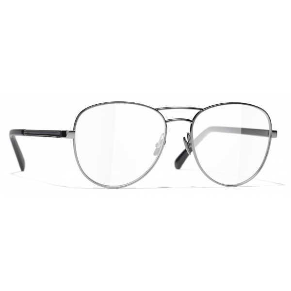 Chanel - Pilot Eyeglasses - Dark Silver Dark Blue - Chanel Eyewear