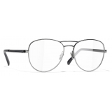 Chanel - Occhiali da Vista Pilota - Argento Scuro Blu Scuro - Chanel Eyewear