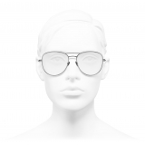 Chanel - Pilot Eyeglasses - Dark Silver Dark Blue - Chanel Eyewear