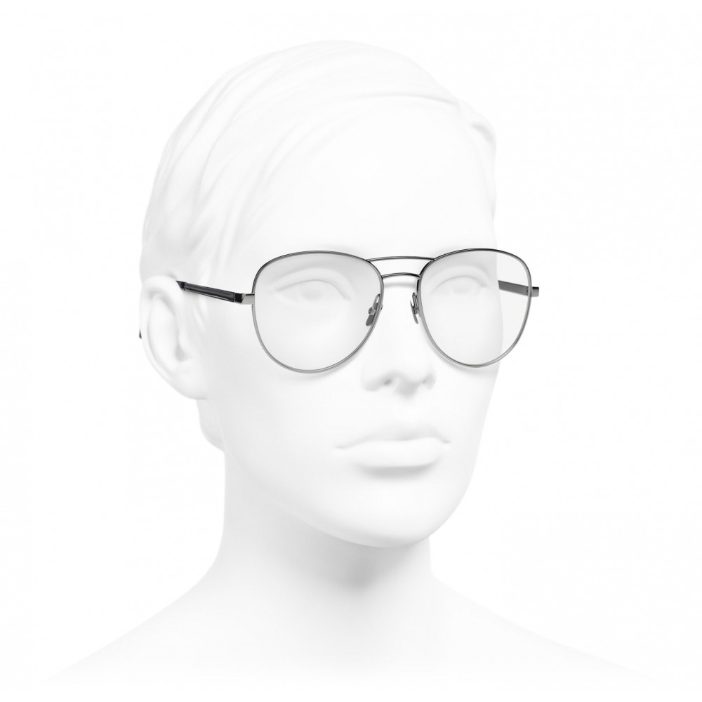 Chanel - Pilot Eyeglasses - Dark Silver Dark Blue - Chanel Eyewear -  Avvenice