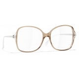 Chanel - Occhiali da Vista Quadrati - Marrone Trasparente - Chanel Eyewear