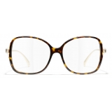 Chanel - Occhiali da Vista Quadrati - Tartaruga Scuro - Chanel Eyewear