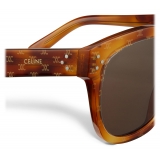 Céline - Square S167 Sunglasses in Acetate with Triomphe Pattern - Light Havana - Sunglasses - Céline Eyewear