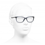 Chanel - Occhiali da Vista Rettangolari - Blu Scuro - Chanel Eyewear