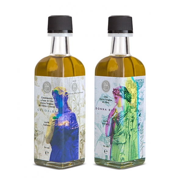 Olio le Donne del Notaio - Grab & Go - Bottiglia di Vetro - Extravergine  d'Oliva - Alta Qualità Italia - Abruzzo - 2 x 60 ml - Avvenice