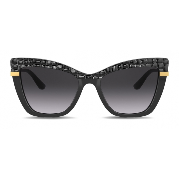 Dolce & Gabbana - Half Print Sunglasses - Black Crocodile Effect - Dolce & Gabbana Eyewear